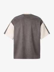 Jersey Deconstructed Contrast Color Stitching Print T-shirt