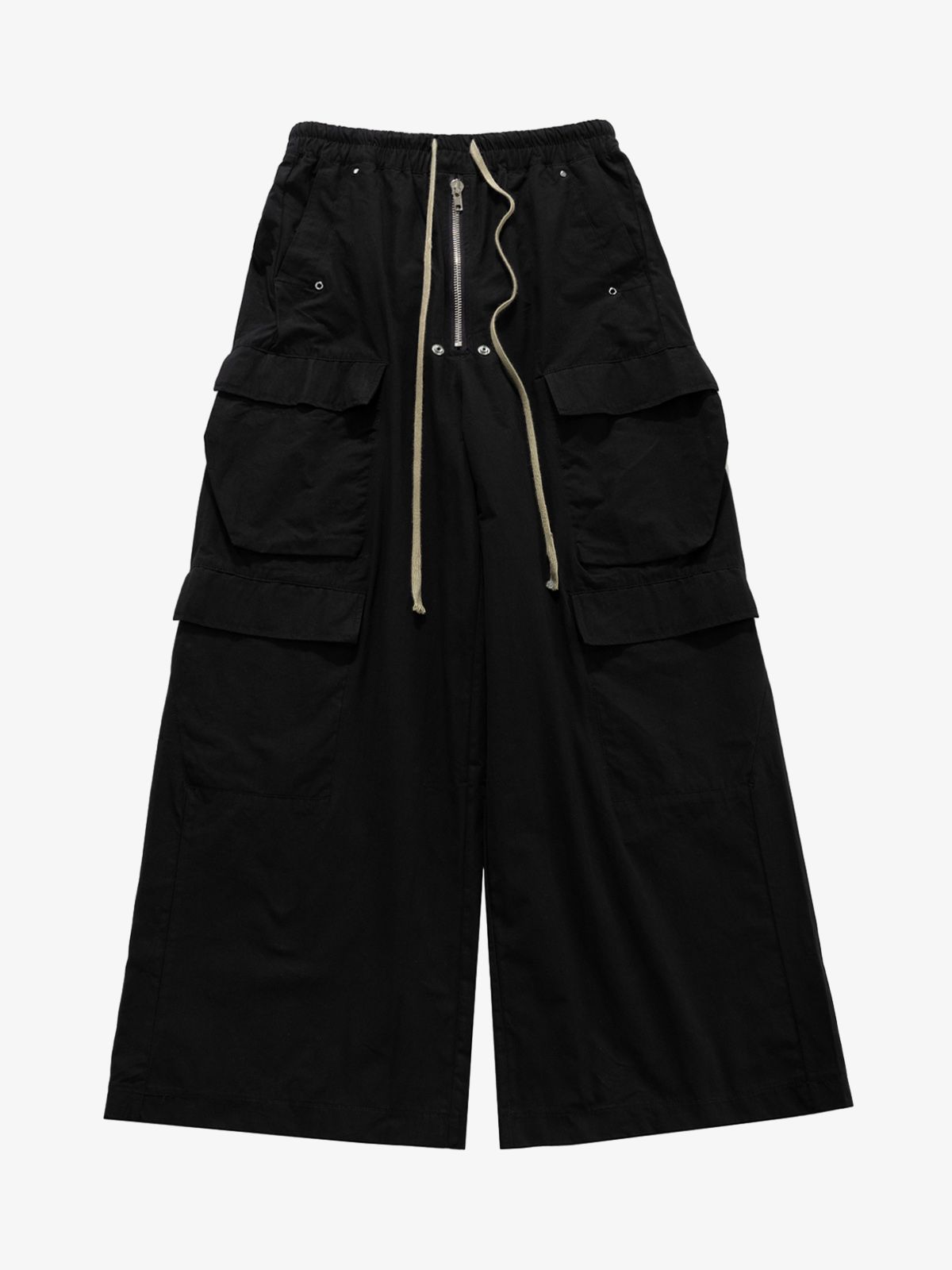 Woven Multi-Pocket Baggy Flared Pants - 2321