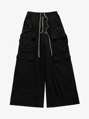 Woven Multi-Pocket Baggy Flared Pants - 2321