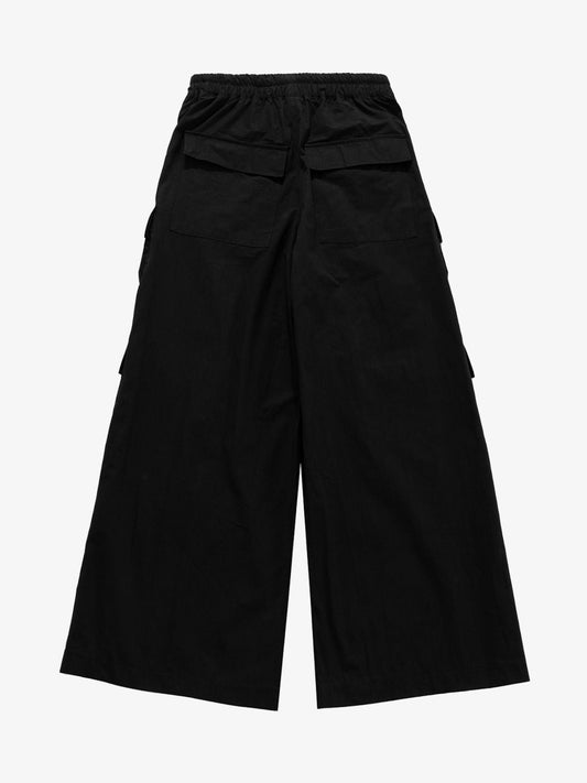 Woven Multi-Pocket Baggy Flared Pants - 2321