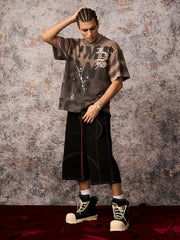 Denim Welt-Embellished Cargo Jorts - 2408