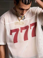 Jersey Letter Print Quick Dry V-neck T-shirt