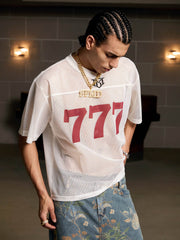 Jersey Letter Print Quick Dry V-neck T-shirt