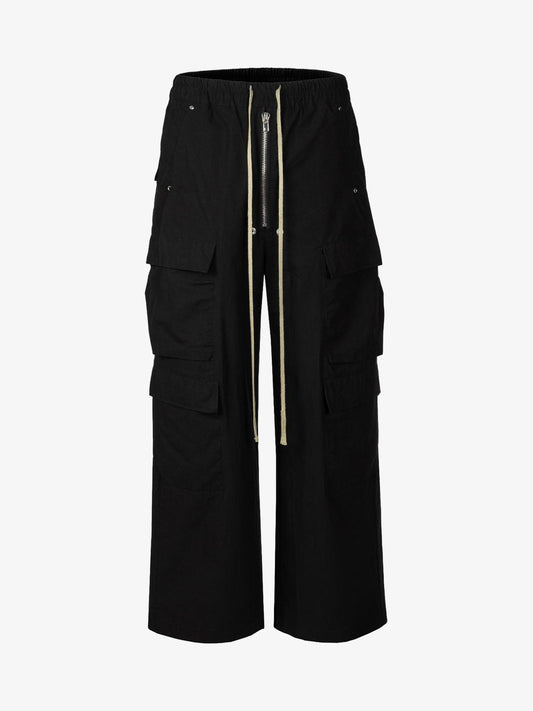 Woven Multi-Pocket Baggy Flared Pants - 2321