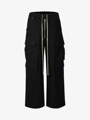 Woven Multi-Pocket Baggy Flared Pants - 2321