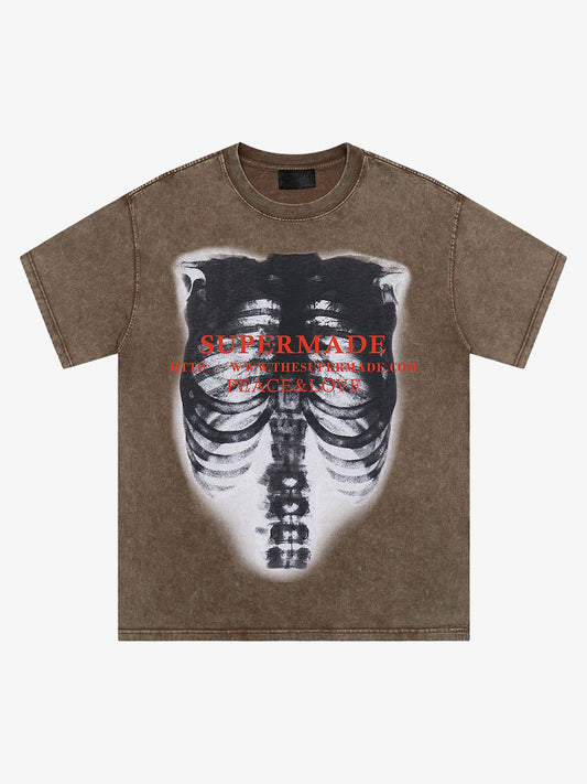 Thesupermade Skull Image Street Hip-Hop T-shirt