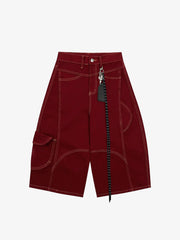 Denim Welt-Embellished Cargo Jorts - 2408