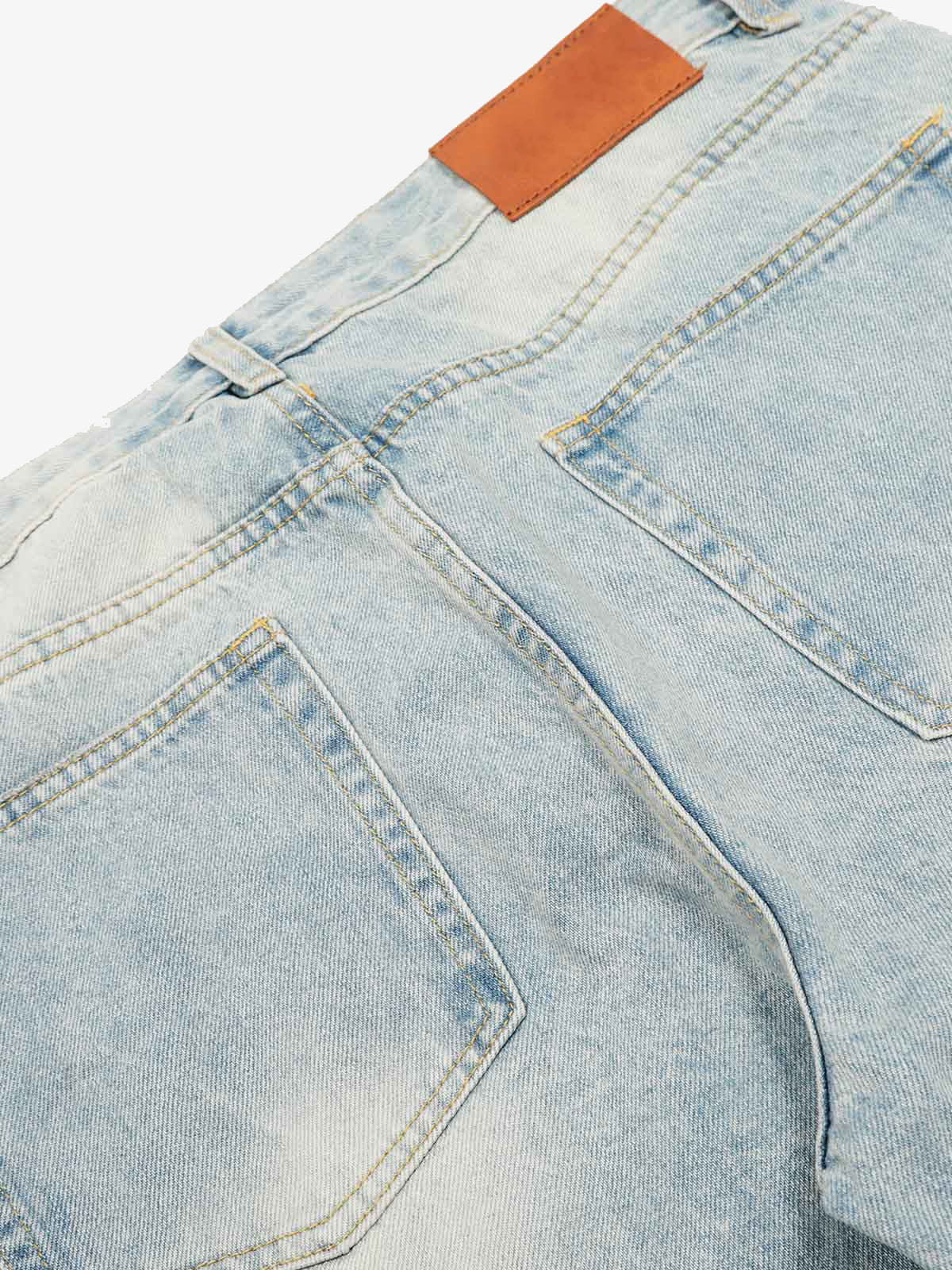 Denim Washed Distressed Barrel Jeans