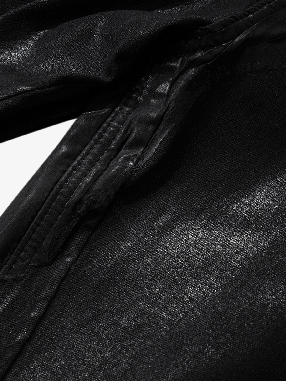 Thesupermade Black Wax Coated Flare Jeans - 2212