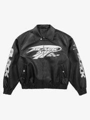 Faux Leather Vintage Street Black Air Jacket - 1821