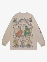 Thesupermade American High Street Graffiti Long Sleeve T-Shirt