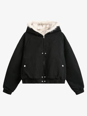 Spliced Fur Hooded Quilted Jacket - 2285