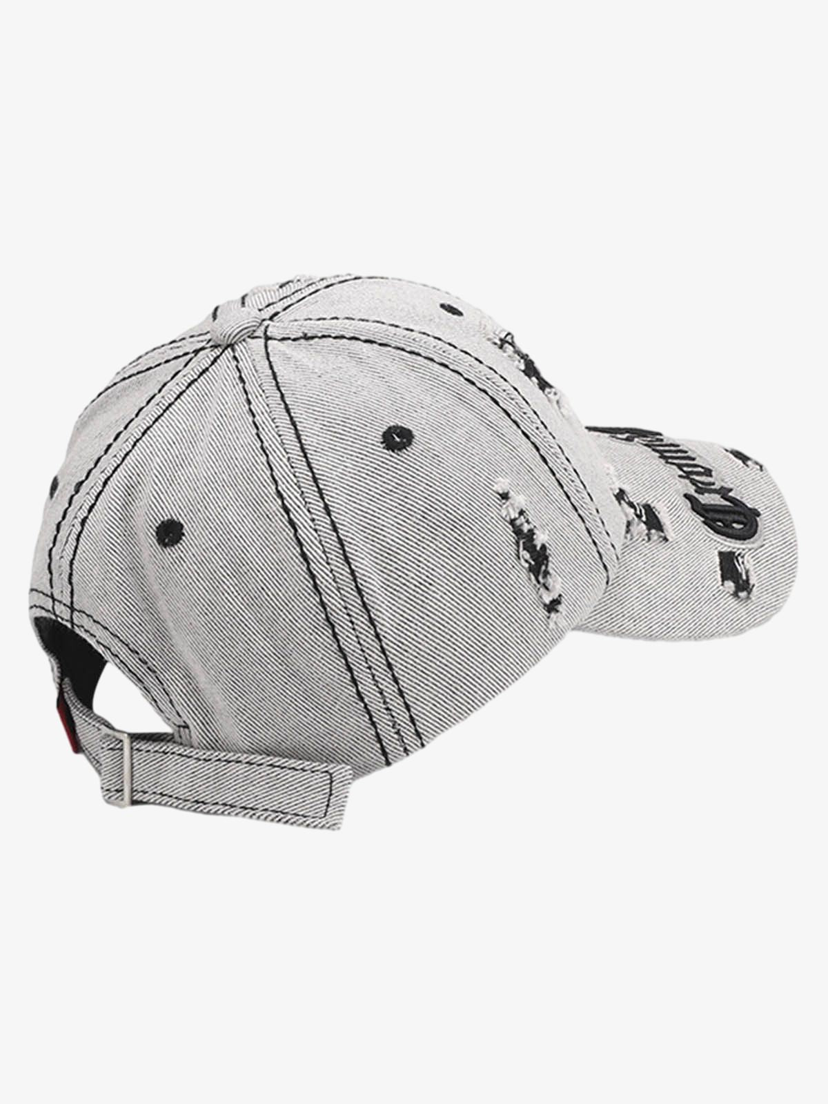 Distressed Letter Embroidery Baseball Cap