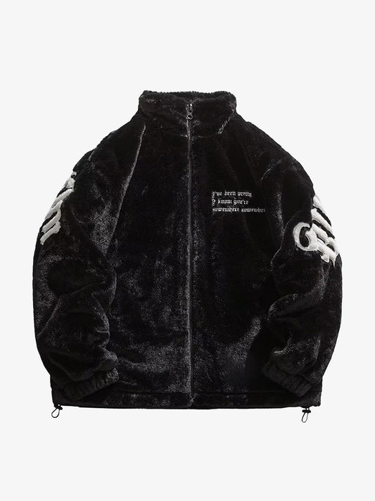 Thesupermade Street Letter Embroidered Fleece Jacket