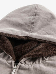 Thesupermade Fur Hooded Zip Up Quilted Jacket