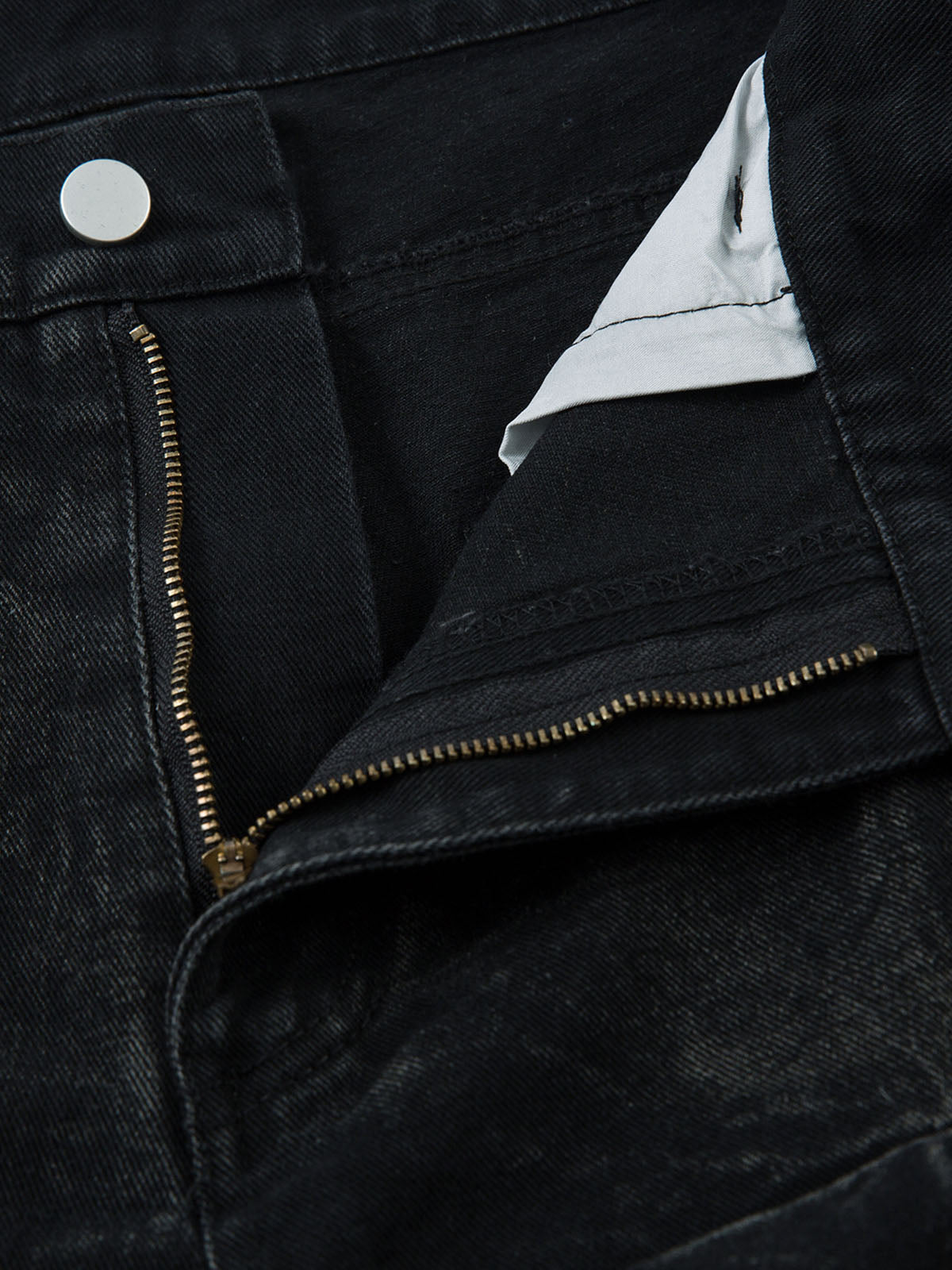 Denim Heavy Washed Distressed Pleated Baggy Jeans - 2282