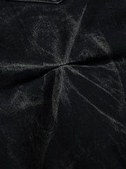 Denim Heavy Washed Distressed Pleated Baggy Jeans - 2282