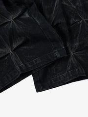 Denim Heavy Washed Distressed Pleated Baggy Jeans - 2282