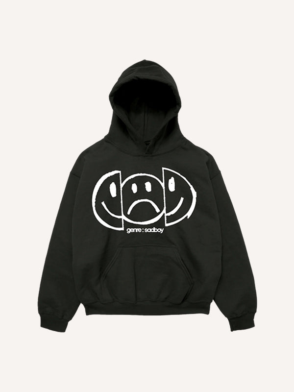 Slogan graffiti newspaper hooded sweatshirt