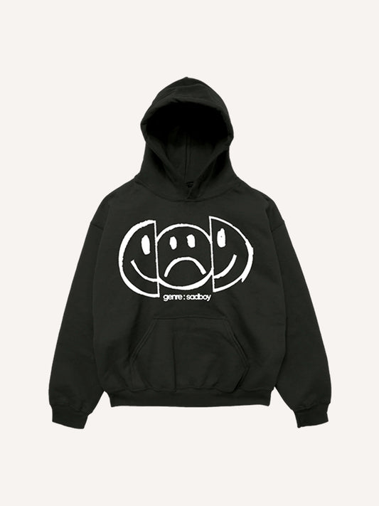 Slogan graffiti newspaper hooded sweatshirt
