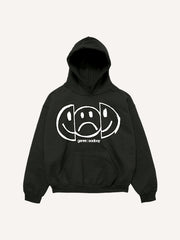 Slogan graffiti newspaper hooded sweatshirt