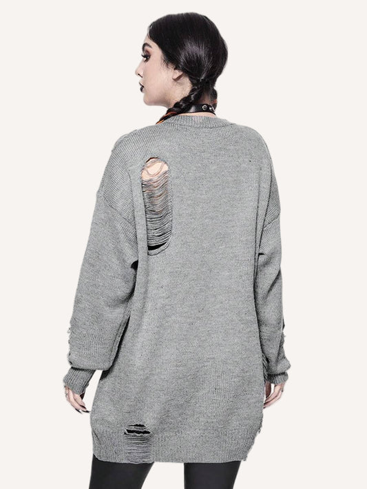 Knitted skull long sweater for men and women