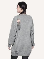 Knitted skull long sweater for men and women