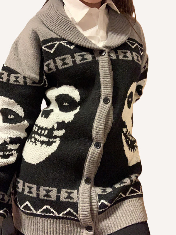 skull-style lapel sweater
