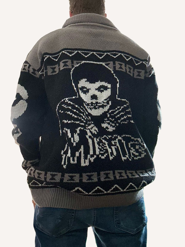 skull-style lapel sweater