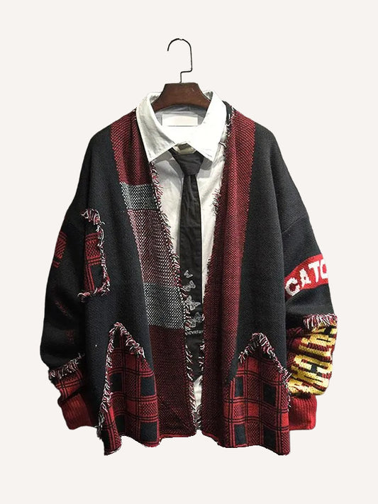 Preppy trendy distressed all-in-one sweater