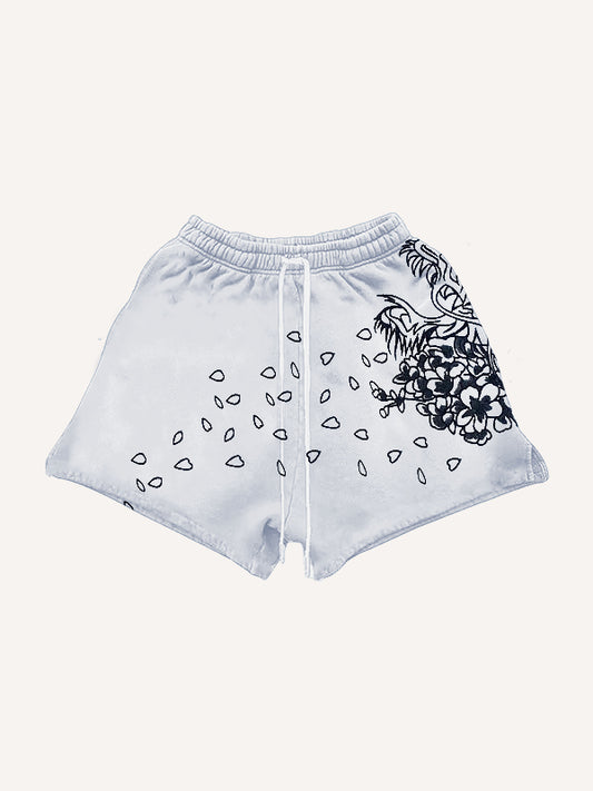 Chinese dragon-style shorts with shoulder straps