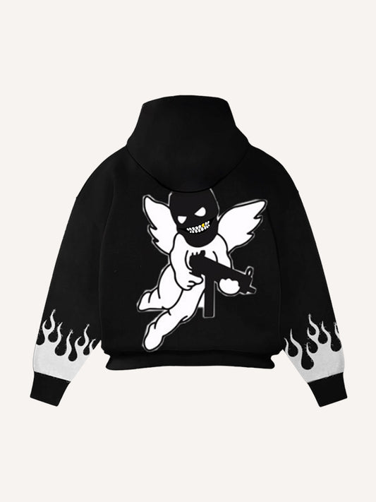 Angel Bandit Flame Hooded Comfortable Sweatshirt