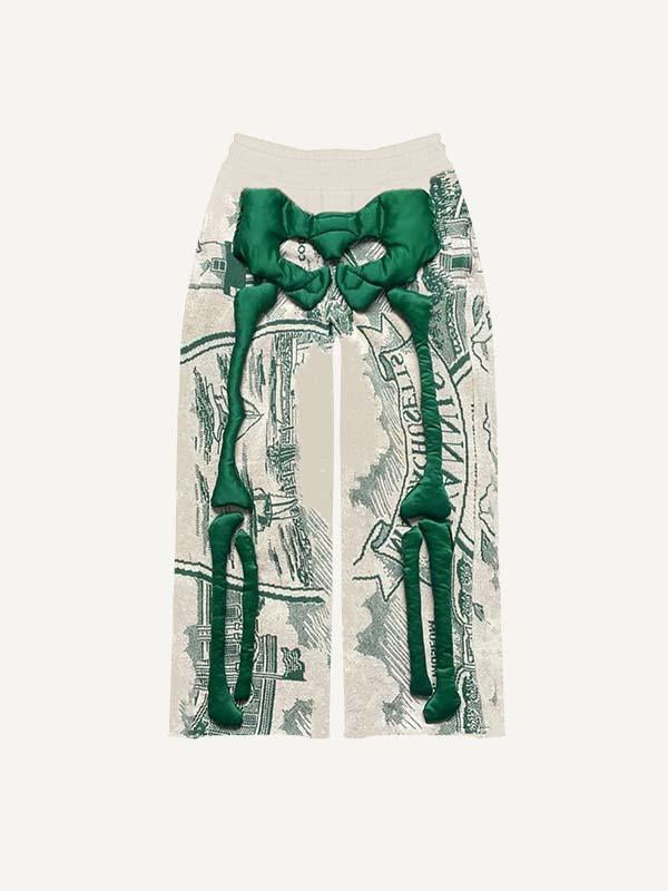 Skeleton&Graphic Faux Decal Print Elastic Waist Pants