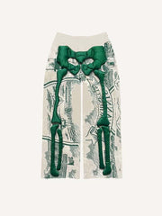 Skeleton&Graphic Faux Decal Print Elastic Waist Pants