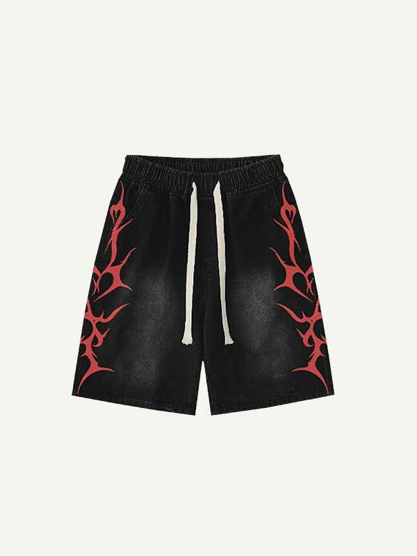Letter Graphic Print Drawstring Waist Shorts