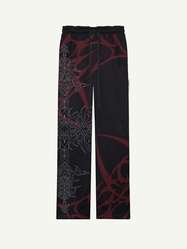 Graphic Print Elastic Waist Pants
