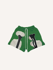 Skeleton Faux Decal Print Drawstring Waist Shorts