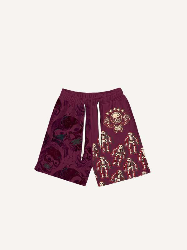 Skeleton&Star Print Drawstring Waist Shorts