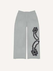 Sun&Moon&Star&Eye Graphic Faux Decal Print Elastic Waist Pants