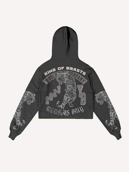 Zweiteiliges Set mit Kordelzug in der Taille und Tiger- und Buchstabenmuster