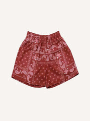 Paisley Print Mesh Elastic Waist Shorts