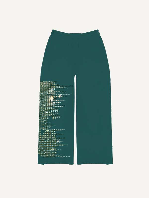 Skull&Letter&Graphic Faux Decal Print Elastic Waist Pants