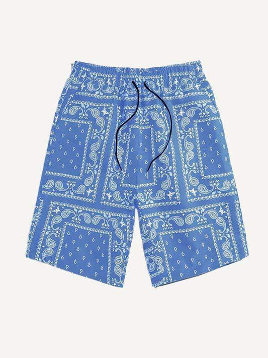 Paisley All Over Print Drawstring Waist Shorts