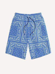 Paisley All Over Print Drawstring Waist Shorts