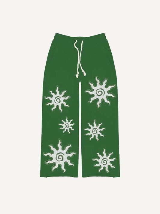 Letter&Graphic Faux Decal Print Elastic Waist Pants