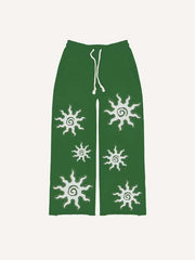 Letter&Graphic Faux Decal Print Elastic Waist Pants