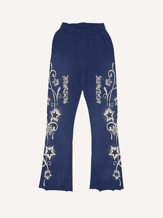 Star Graphic Print Elastic Waist Pants
