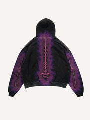 Skeleton Print Slant Pockets Hoodie