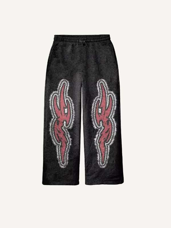 Graphic Faux Decal Print Elastic Waist Pants