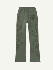 Heart&Skeleton Print Elastic Waist Pants